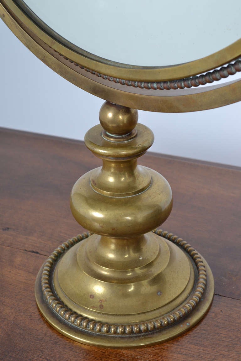 French Brass Neoclassical Table Mirror 1