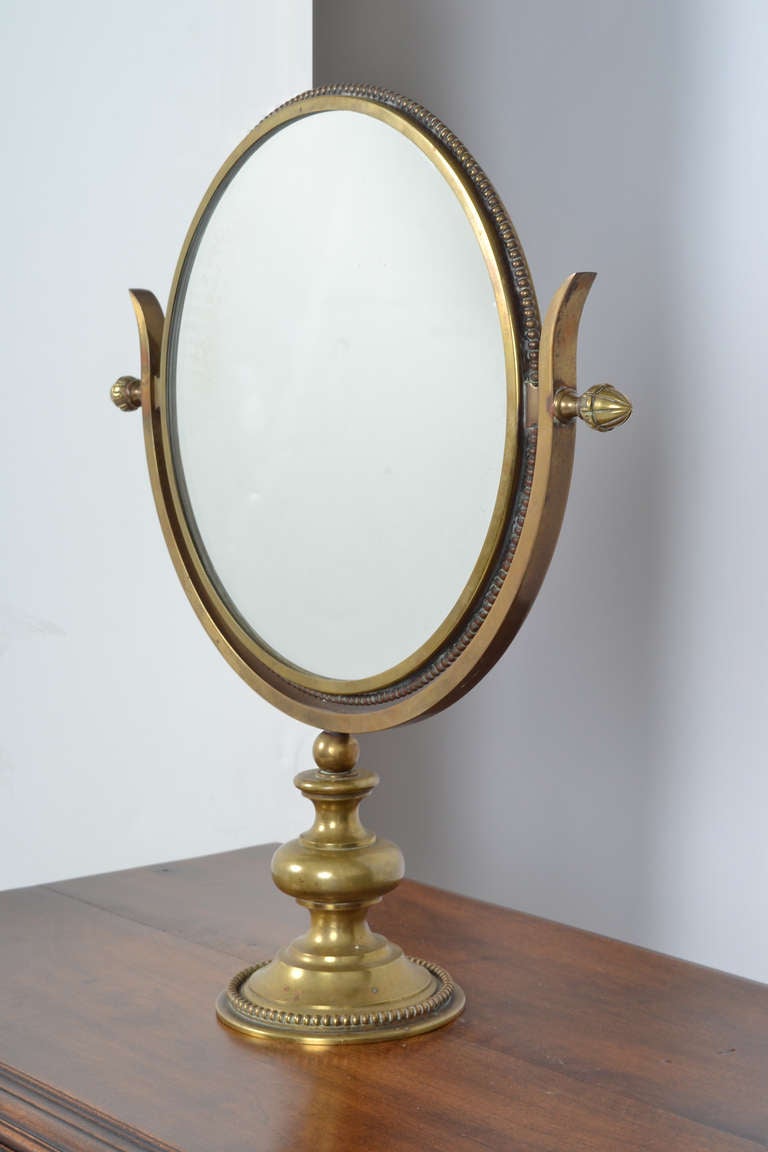 French Brass Neoclassical Table Mirror 4