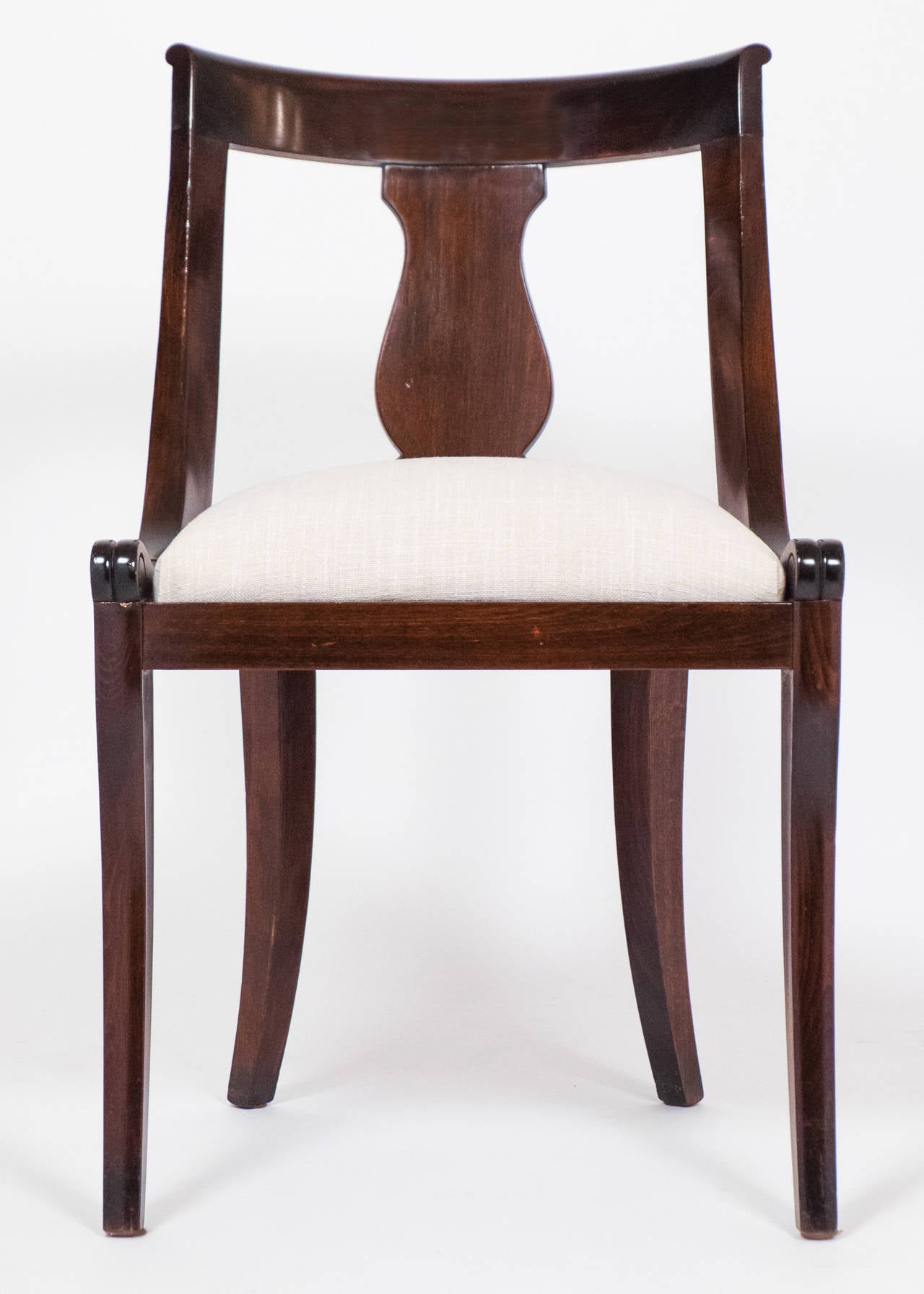 Carved French Empire Set of Six Mahogany Dining Chairs