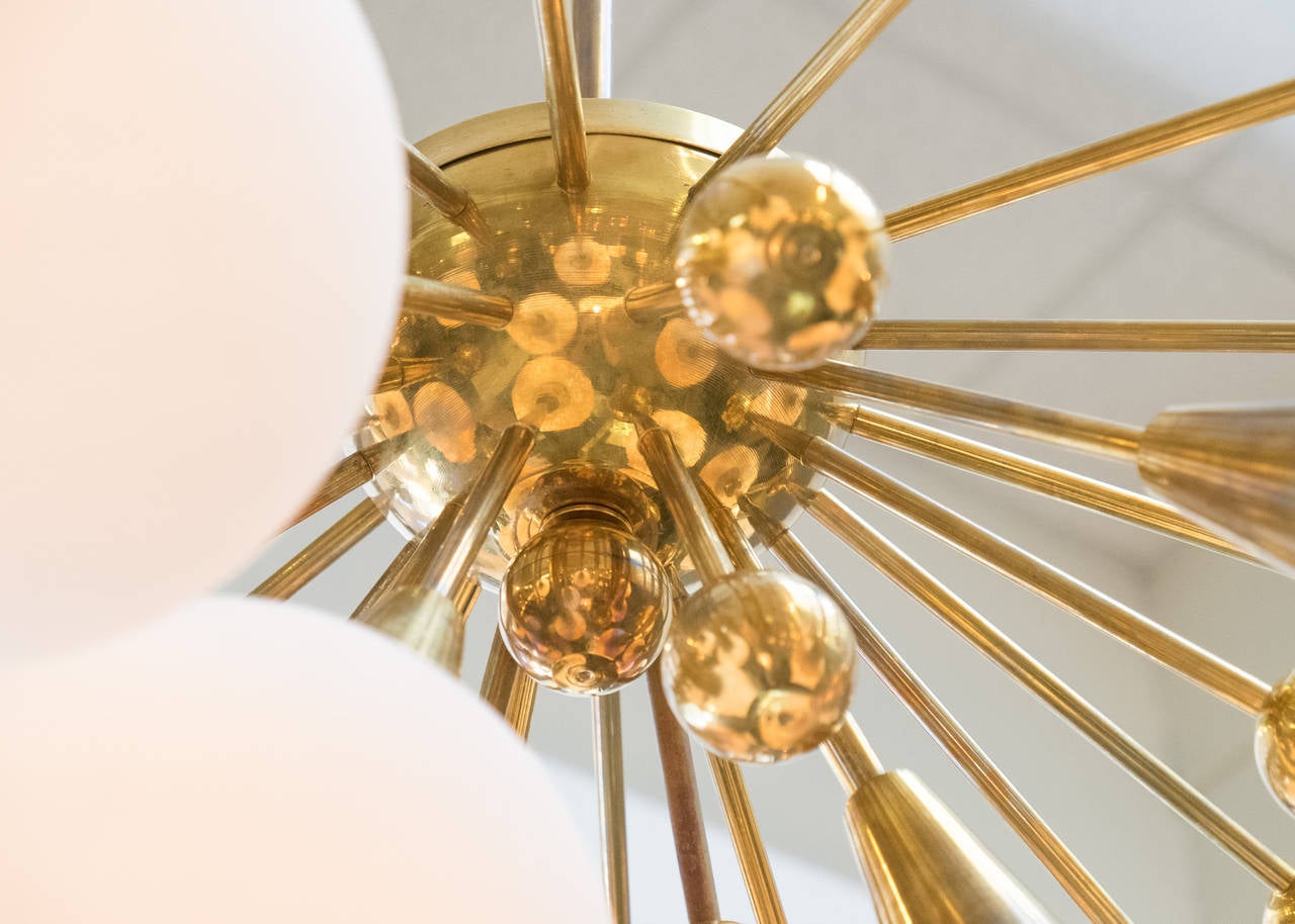 Murano Glass Globe and Brass Sputnik Chandelier 1
