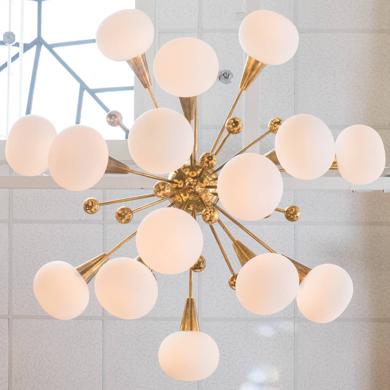 Murano Glass Globe and Brass Sputnik Chandelier at 1stDibs