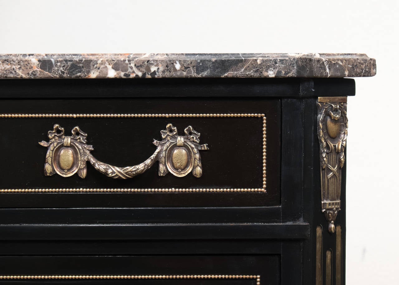 French Louis XVI Ebonized Marble-Top Commode 3
