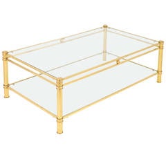 French Vintage Gilt Brass Coffee Table by Maison Raphael