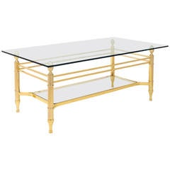 Vintage Gilt Brass Coffee Table by Maison Baguès