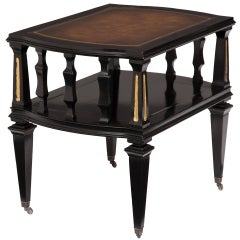 English Regency Style Leather Top Side Table on Casters