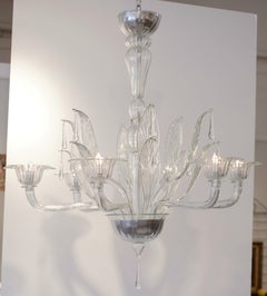 Murano "Cristallo Pura" Glass Chandelier by Salviati