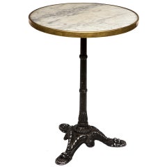 French Antique Marble & Iron Bistro Table