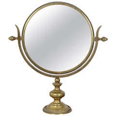 French Brass Neoclassical Table Mirror
