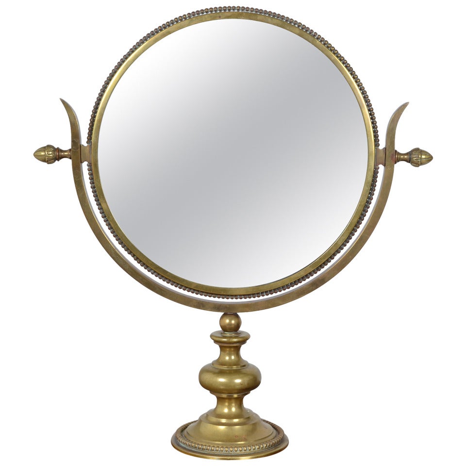 French Brass Neoclassical Table Mirror