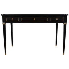 Antiker französischer Louis XVI-Schreibtisch mit ebonisierter Lederplatte