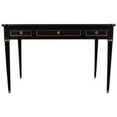 Antique French Louis XVI Leather Top Ebonized Desk