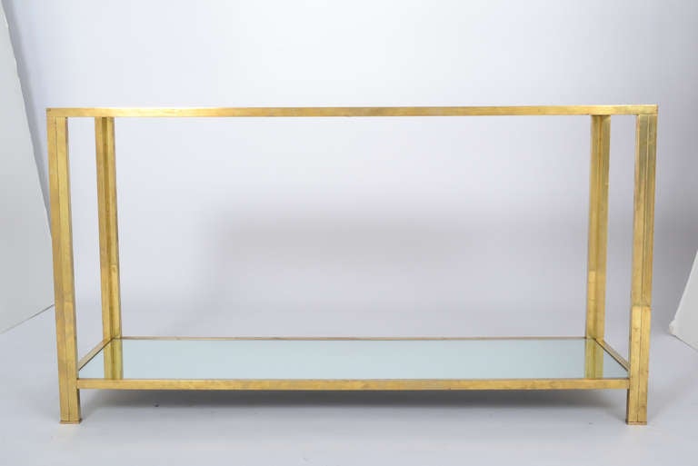 French Vintage Brass Console Table In Good Condition In Austin, TX