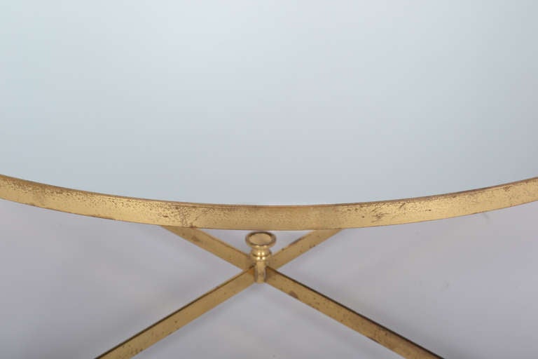 French Vintage Round Brass Coffee Table 1