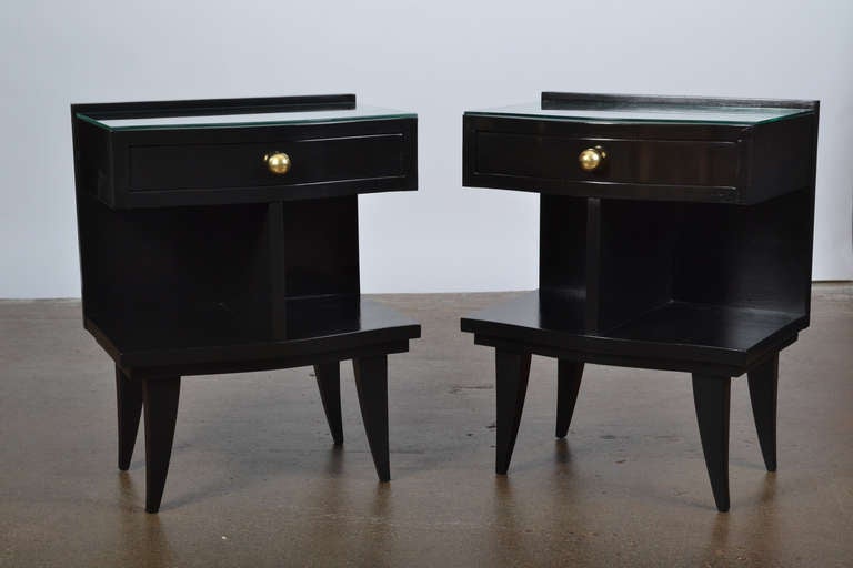 French Art Deco Ebonized Nightstands In Good Condition In Austin, TX