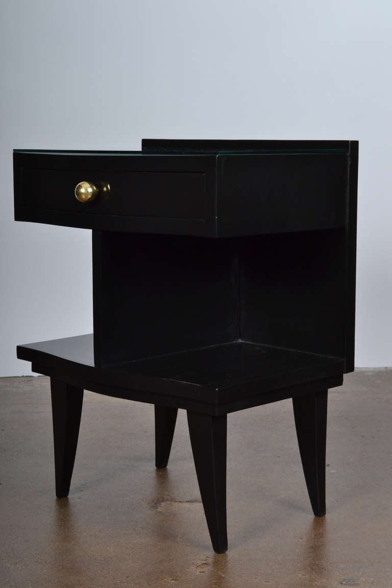 Rosewood French Art Deco Ebonized Nightstands