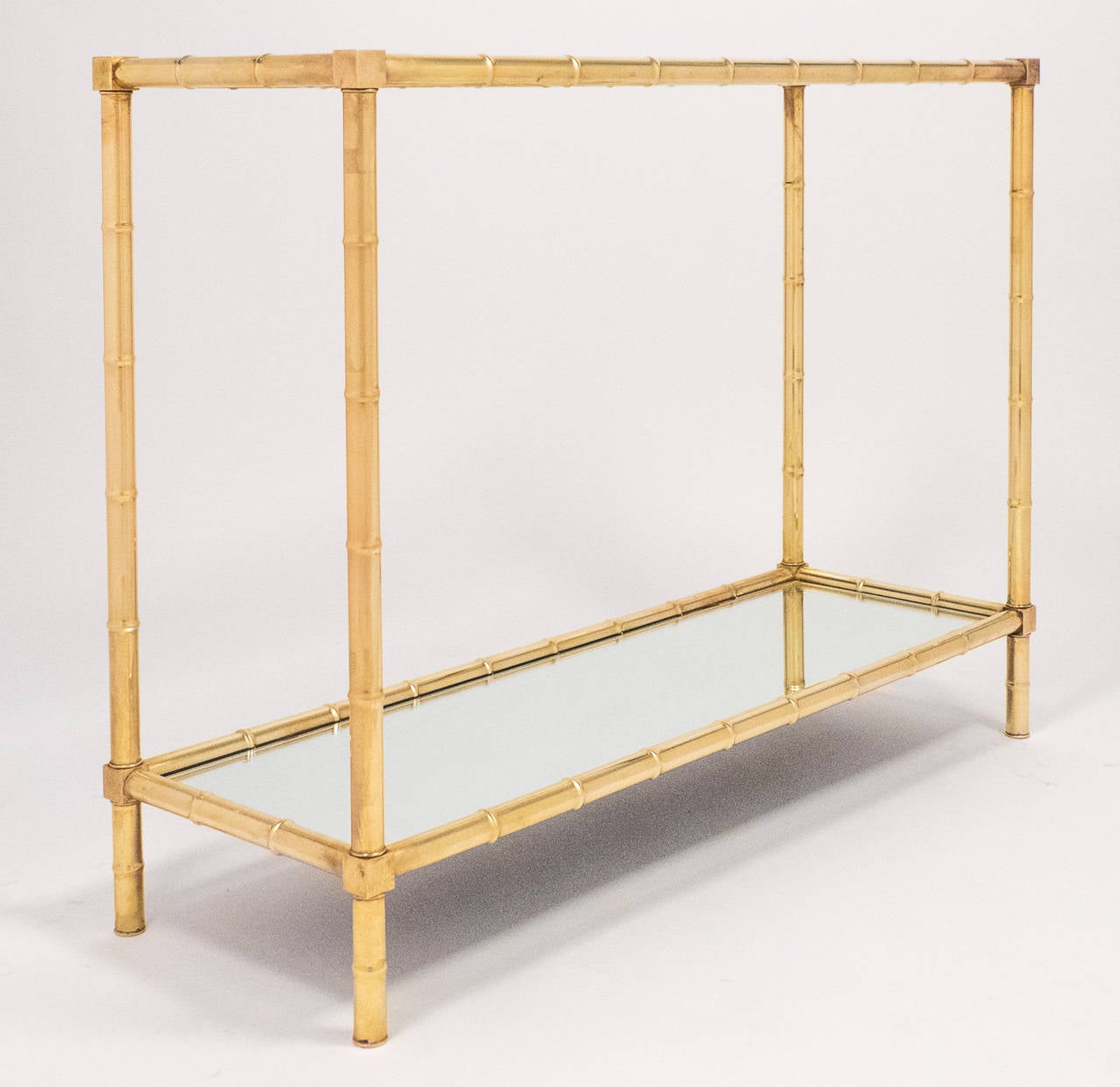Rare French Maison Bagues Solid Brass Console Table In Good Condition In Austin, TX