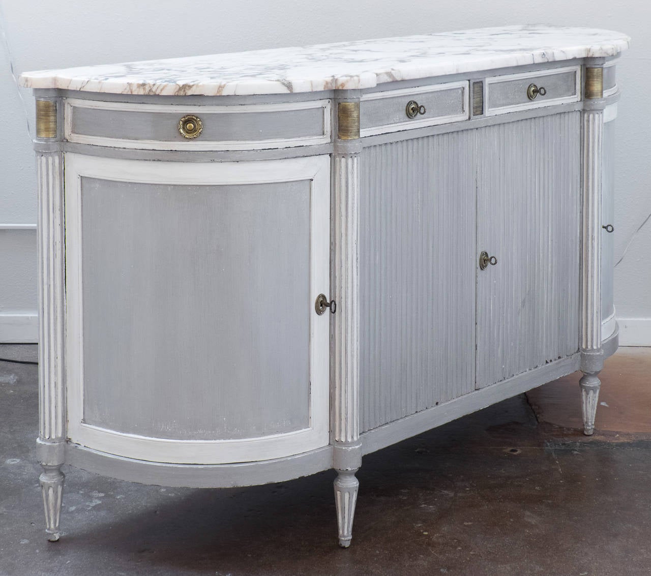 Painted Grand Louis XVI Marble-Top Buffet