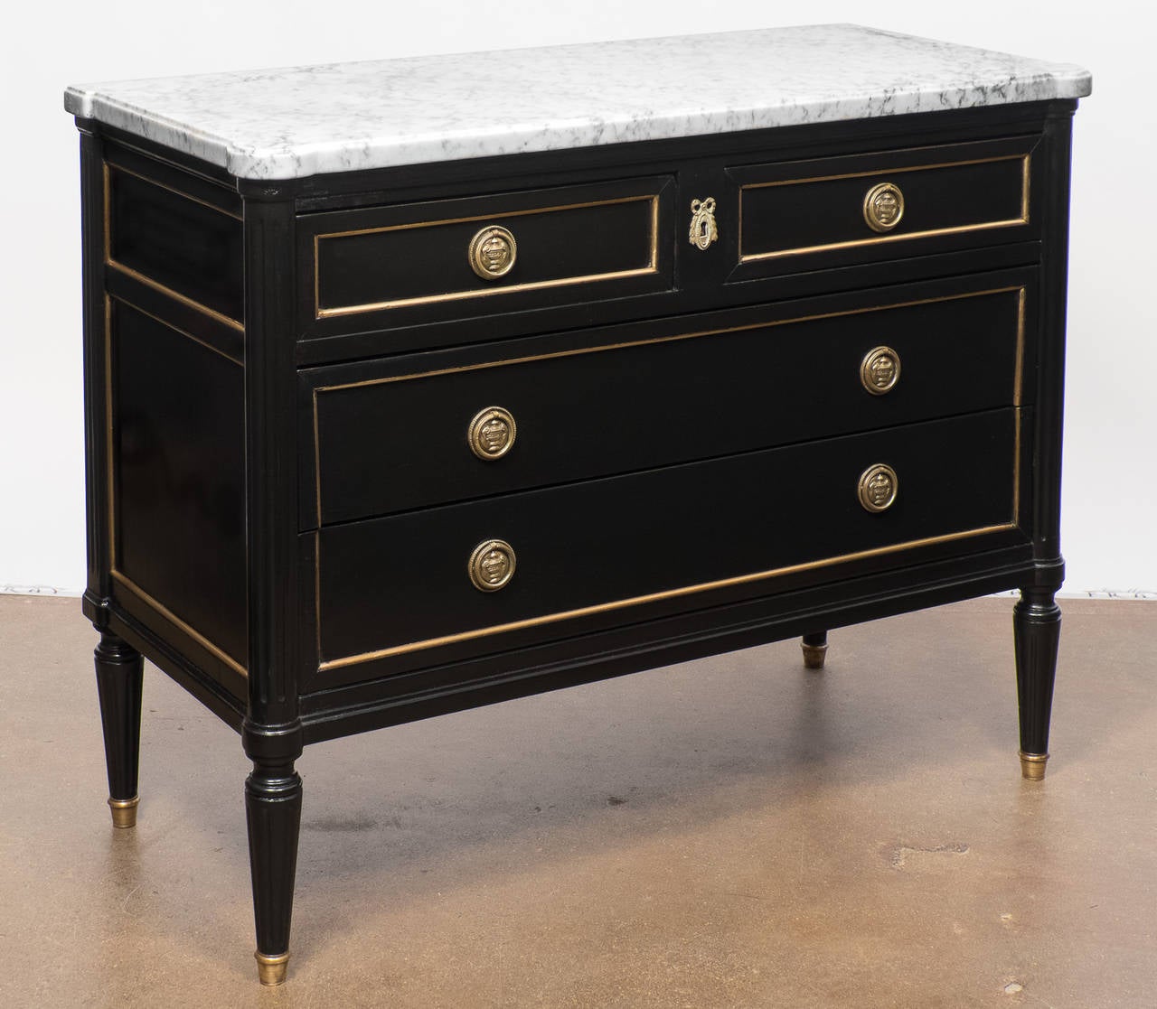 Ebonized Charming Antique French Louis XVI Chest of Drawers