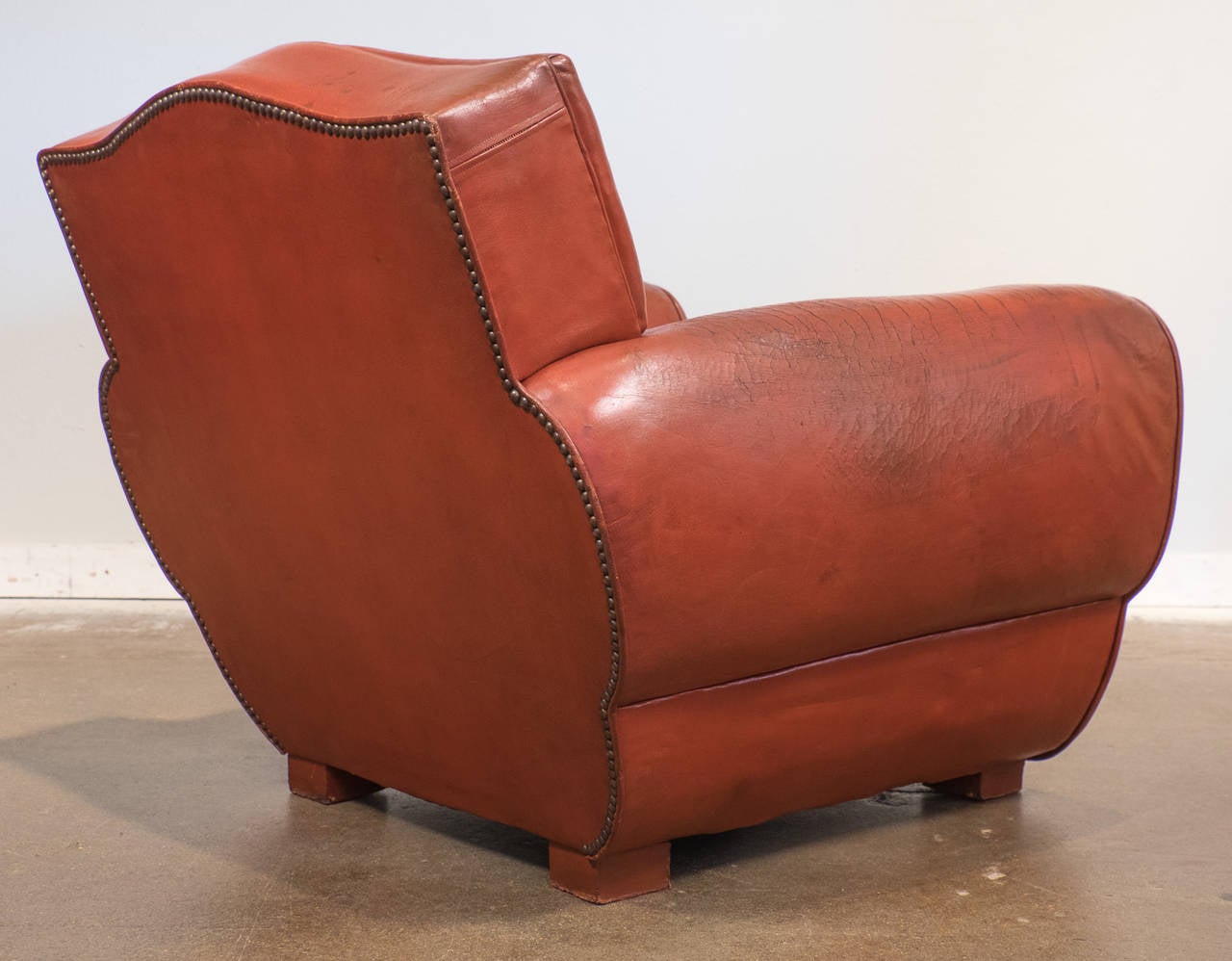 Mid-20th Century Superb French Vintage Red Leather Club Chair