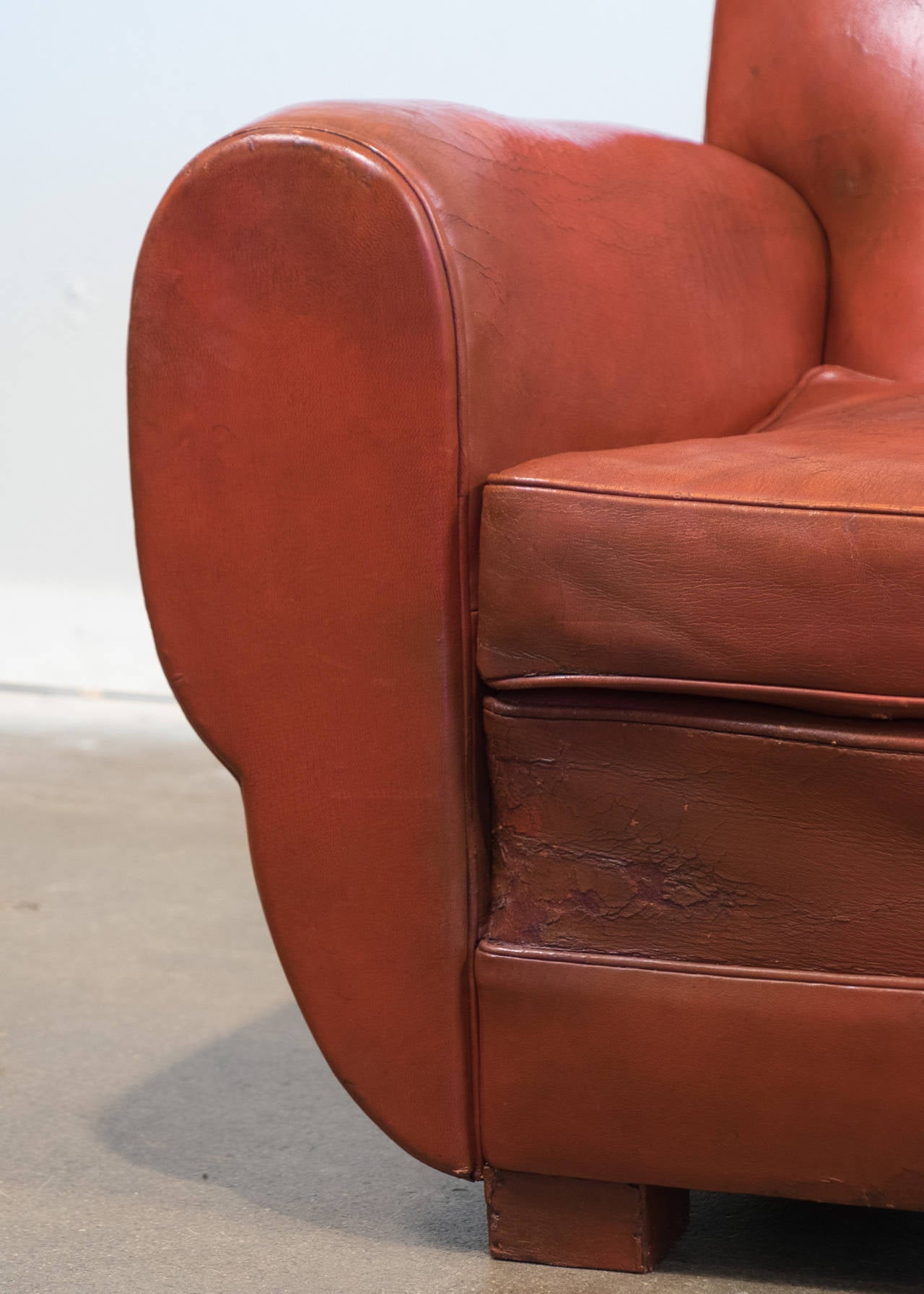 Superb French Vintage Red Leather Club Chair 4