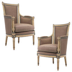 French Antique Period Louis XVI Pair of Bergères