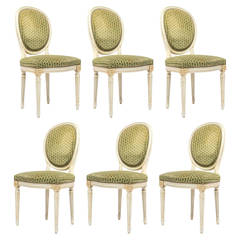 Louis XVI Medallion Back Set of Six Dining Chairs