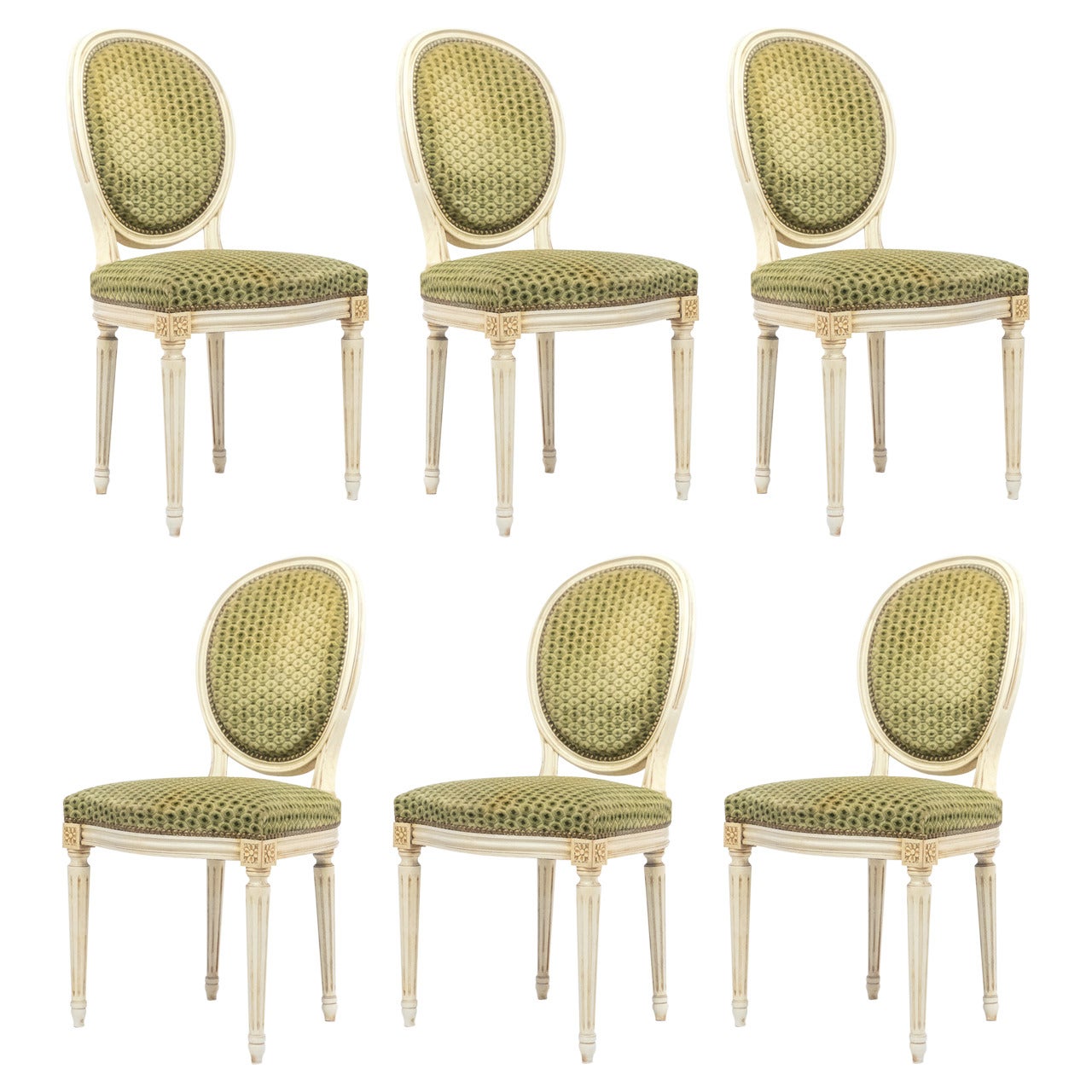Louis XVI Medallion Back Set of Six Dining Chairs