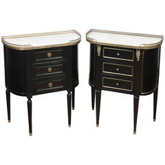 French Antique Louis XVI Faux Pair of Nightstands