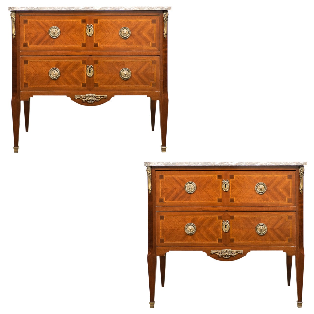 Rare Pair of French Antique Chests of Drawers