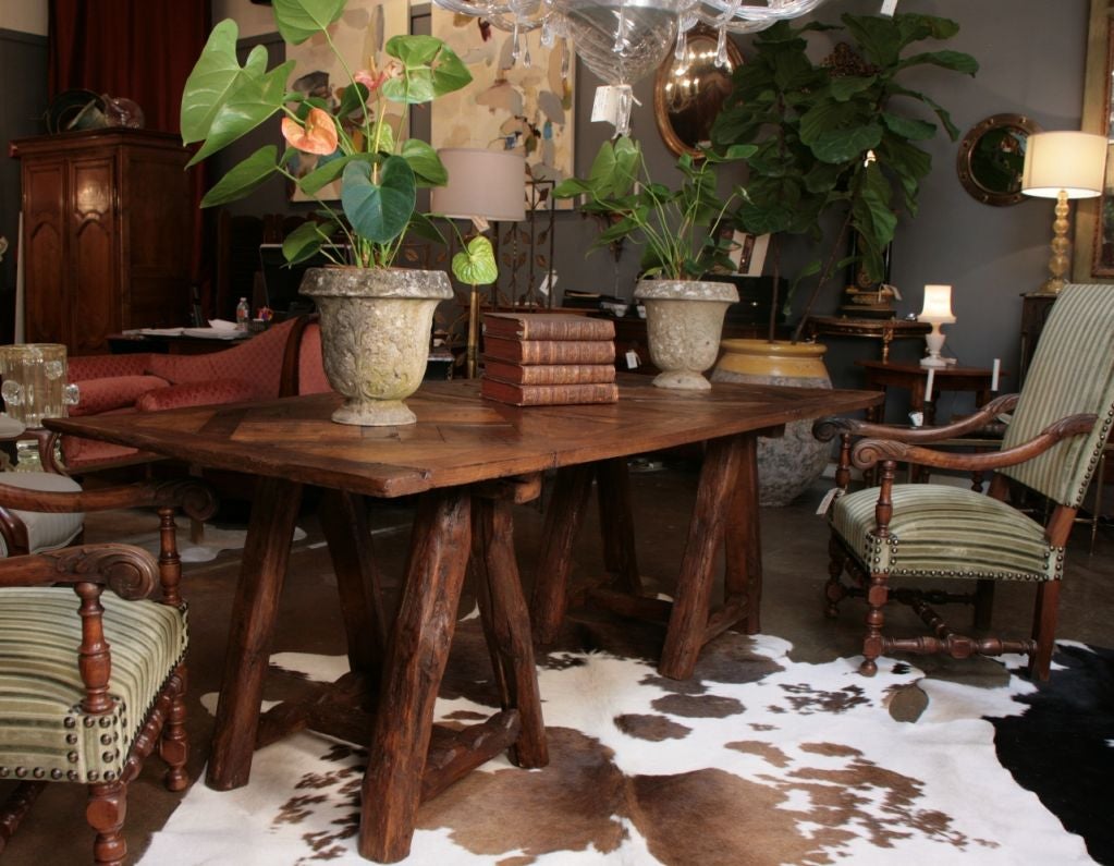 French Antique Solid Oak Dining Table