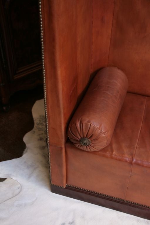 Mid-20th Century French Art Deco Period Leather Banquette