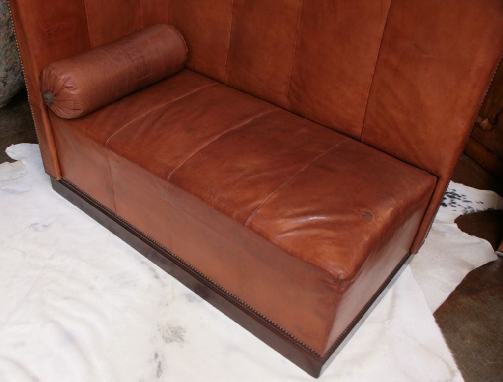 French Art Deco Period Leather Banquette 1