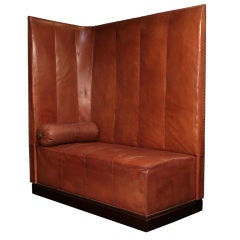 Vintage French Art Deco Period Leather Banquette