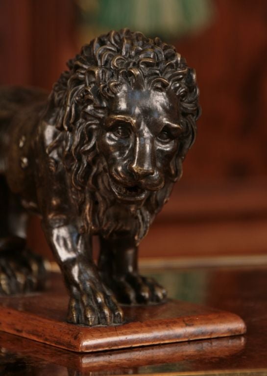 French Antique Cast Bronze Lion