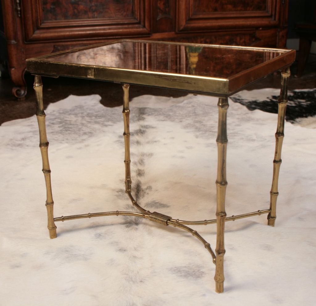 French Maison Bagues Solid Brass Side Table