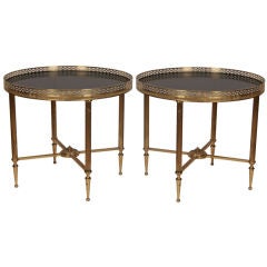 Pair of French Louis XVI Style Brass Side Tables