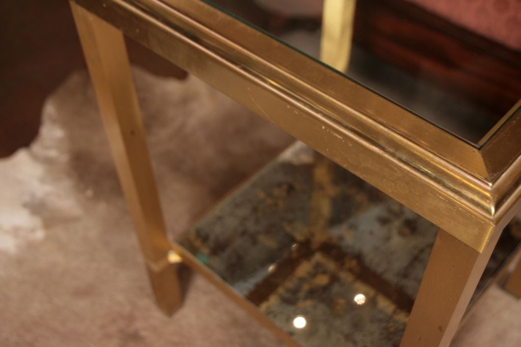 Pair of French Modernist Brass Side Tables