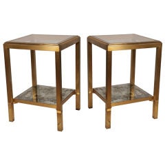 Pair of French Modernist Brass Side Tables