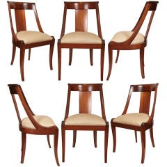 Set of Six French Antique Empire Style Mahogany Dining Chairs
