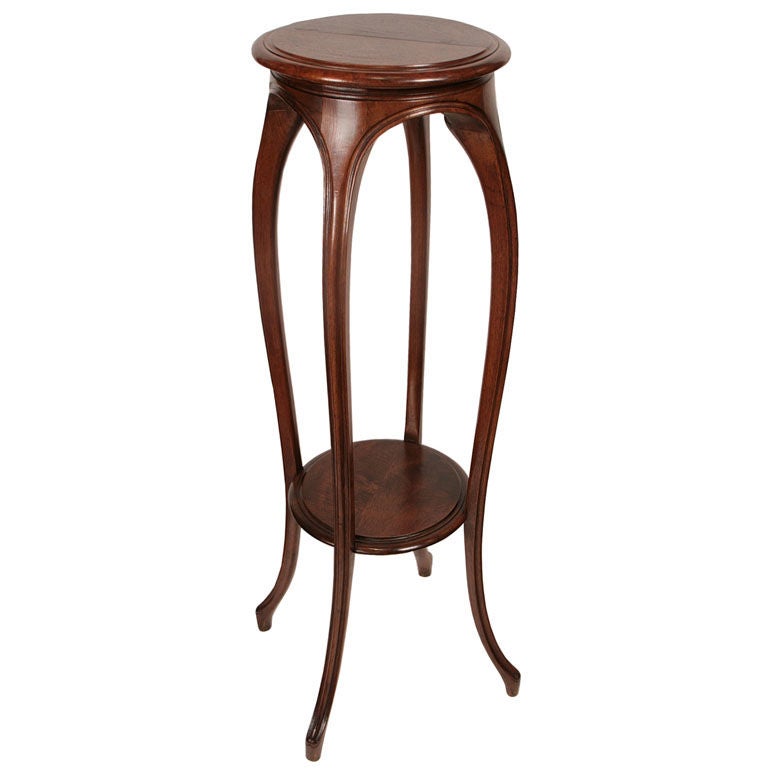 French Art Nouveau Solid Walnut Plant Stand