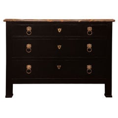 French Antique Ebonized Consulat Chest of Drawers