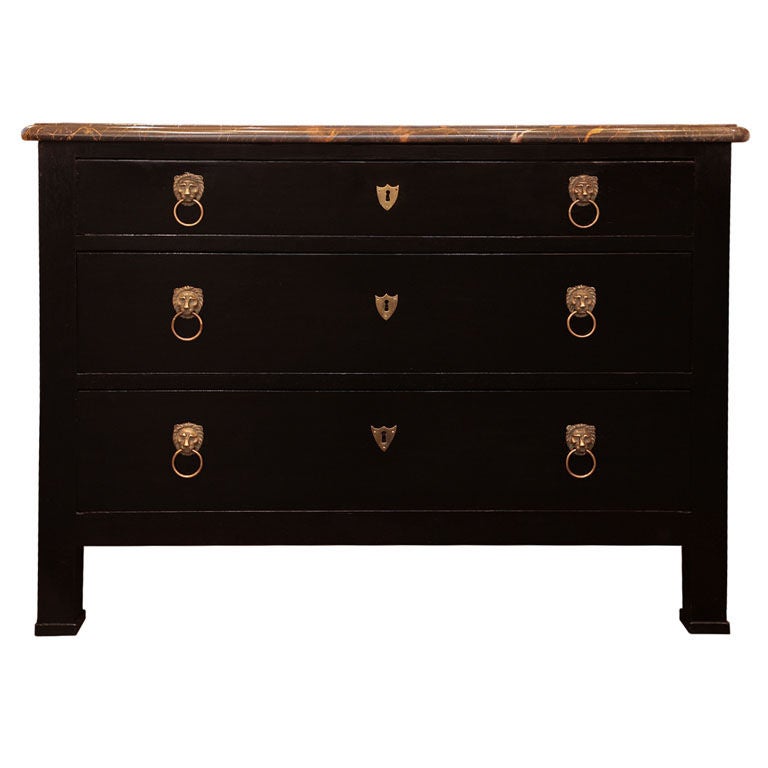 French Antique Ebonized Consulat Chest of Drawers