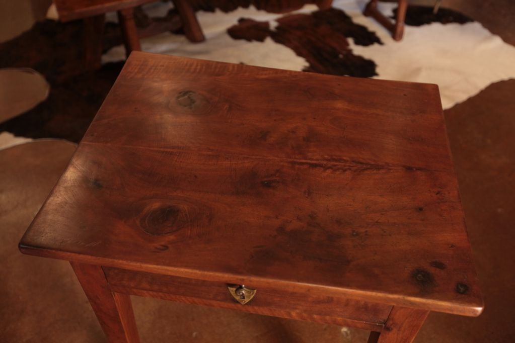 French Antique Solid Walnut Side Table