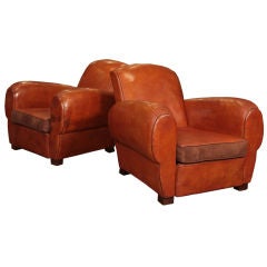 Pair of French Art Deco Period Club Chairs