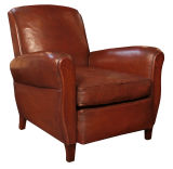 Vintage French Art Deco Period Leather Club Chair