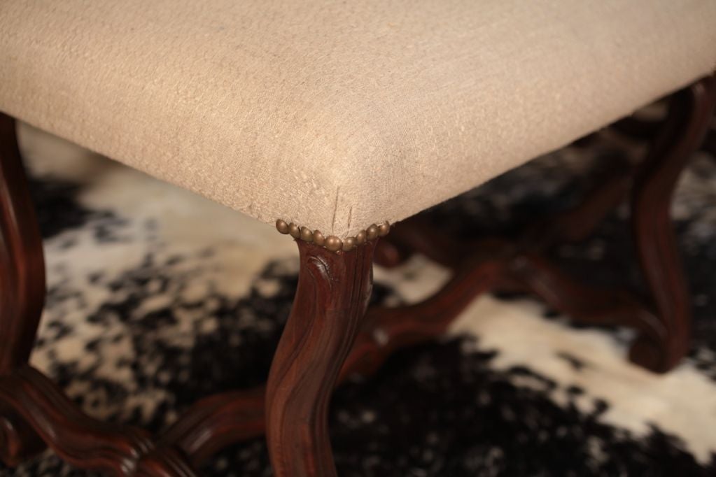 French Antique Louis XIV Walnut Bench