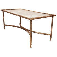 French Art Deco Brass and Glass Coffee Table