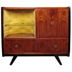 French Modernist Walnut and Glass Bar