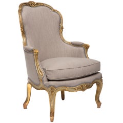 French Louis XV Style Gold Leafed Bergère