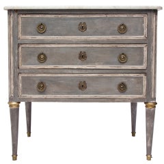 French Antique Louis XVI Carrara Marble Top Chest of Drawers
